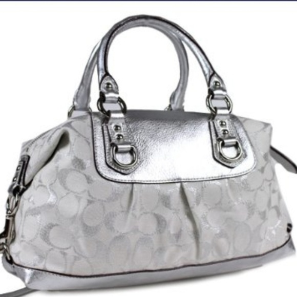 Coach Handbags - Coach signature silver metallic shoulder bags